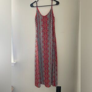 Catherine Malandrino Red and Blue Patterned Maxi Dress Sz Small